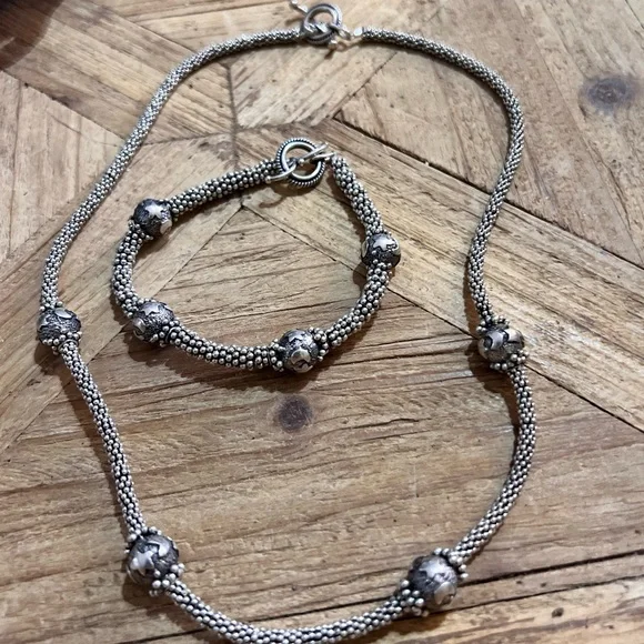 Handcrafted HEAVY SOLID Sterling Silver Moon Stars celestial Necklace Bracelet - Picture 2 of 11
